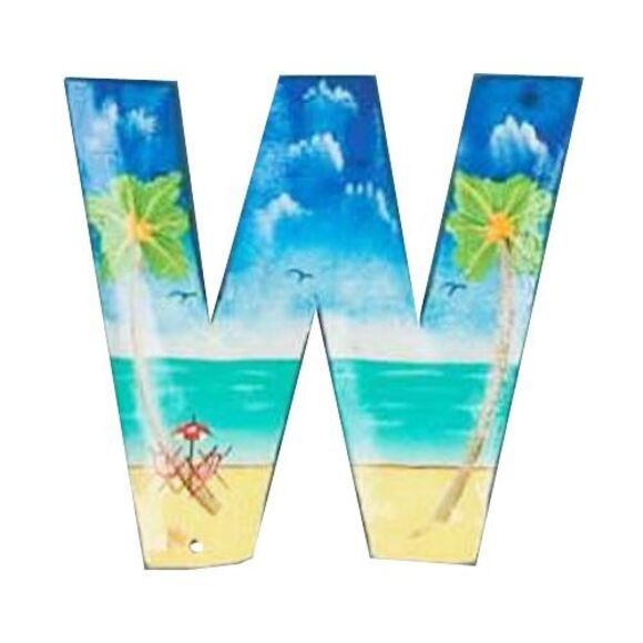 Tropical Beach Haitian Metal Art House Number Letter W - Picture 1 of 4